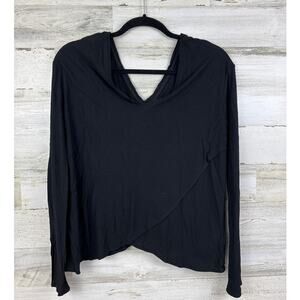 Revolve chaser womens medium black long sleeve v neck cross front blouse new